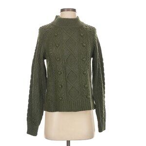 J.Crew Olive Green Cable Knit Wool Blend Sweater – Small
